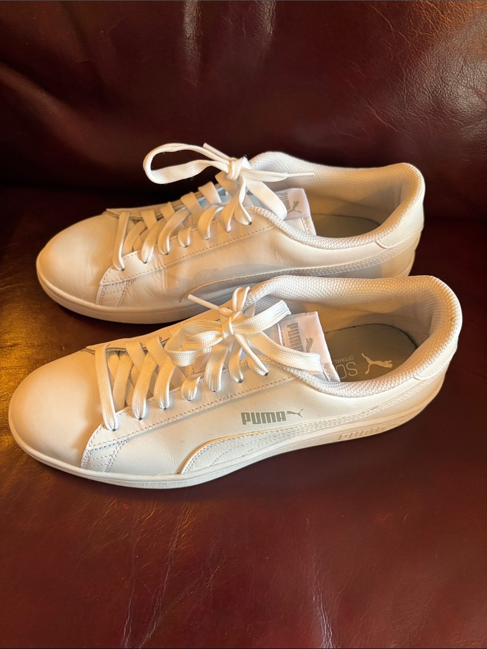 Puma White Low-Top Leather Sneakers